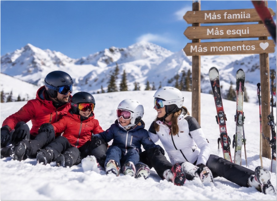 Familia esquiando en Semana Santa en La Masella
